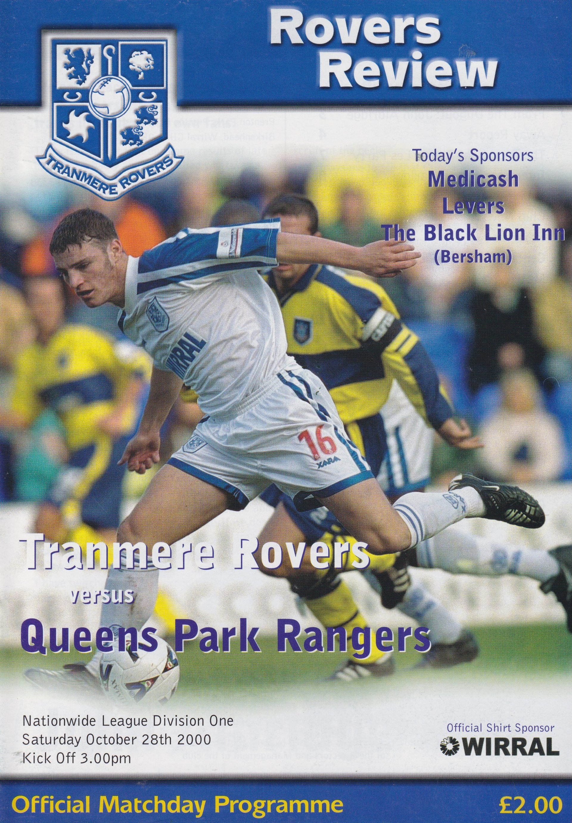 Tranmere Rovers v Queens Park Rangers match programme